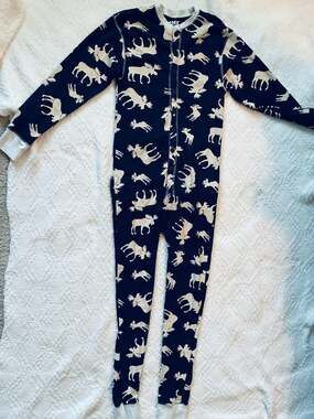 LazyOne Classic Moose Blue Flapjack Union Suit One-Piece Pajamas Sz M A624